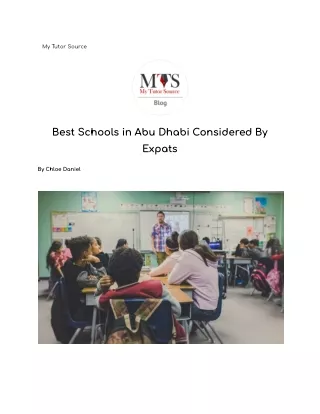 Best Schools in Abu Dhabi Considered By Expats