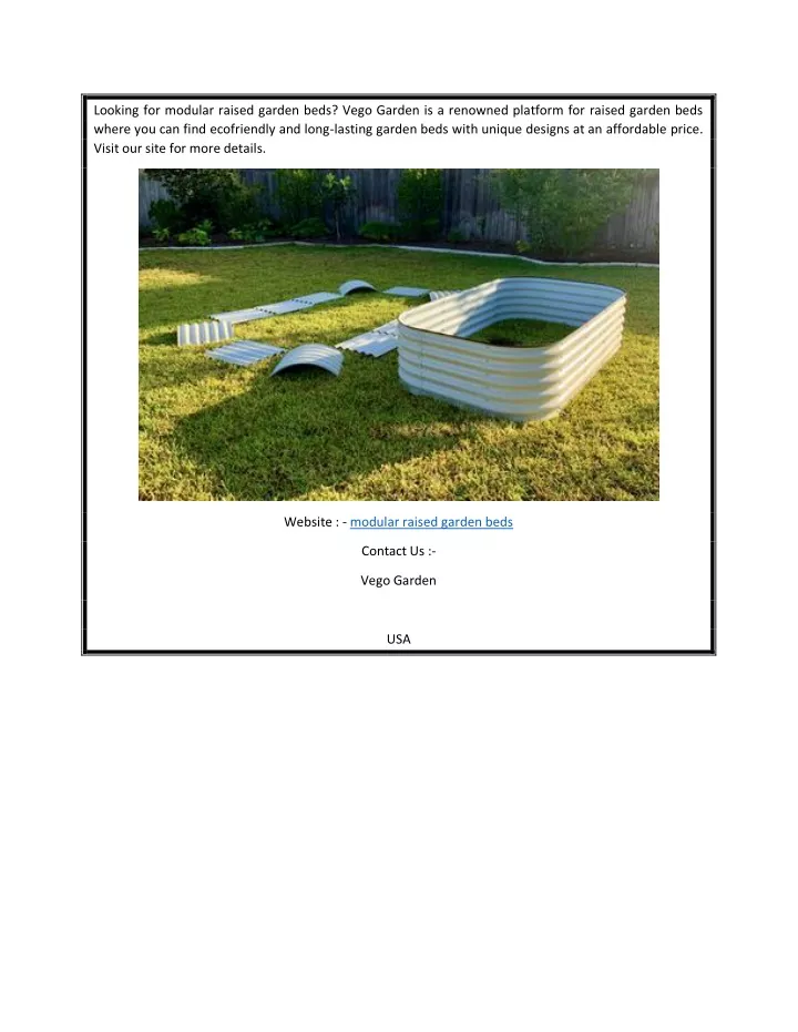 looking for modular raised garden beds vego