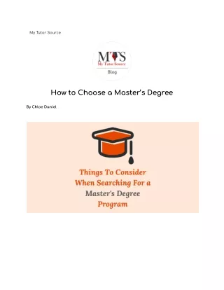 How to Choose a Master’s Degree