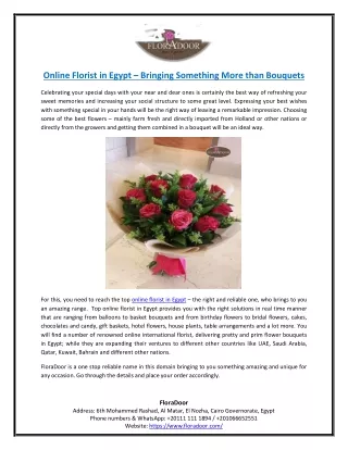 Online Florist in Egypt – Bringing Something More than Bouquets