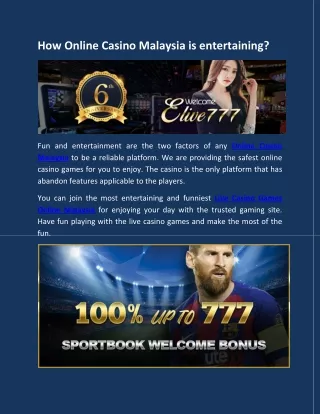 How Online Casino Malaysia is entertaining?