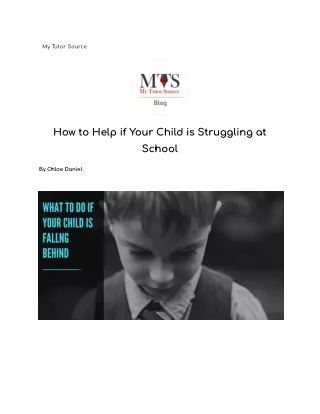 How to Help if Your Child is Struggling at School