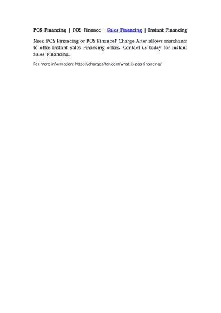 pos pos financing financing pos