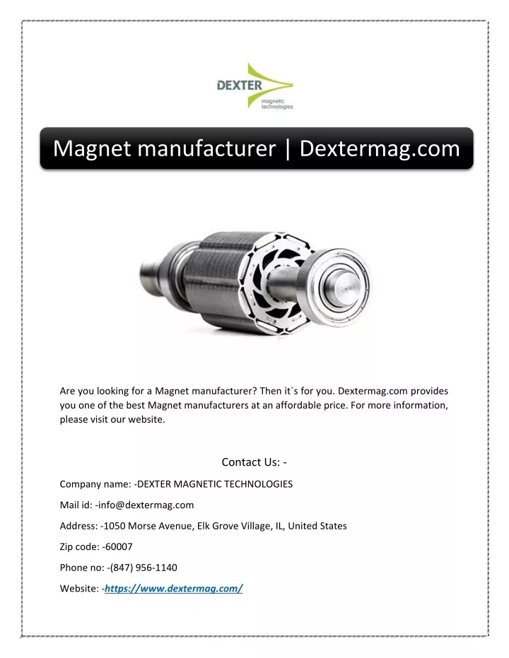 magnet manufacturer dextermag com