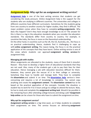 assignment help why opt for an assignment writing