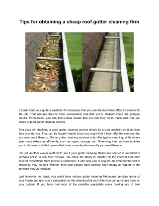 tips for obtaining a cheap roof gutter cleaning