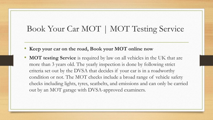 book your car mot mot testing service