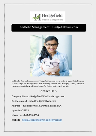 Portfolio Management | Hedgefieldwm.com