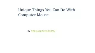 Unique Things You Can Do With Computer Mouse