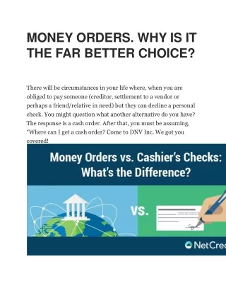 money orders why is it the far better choice