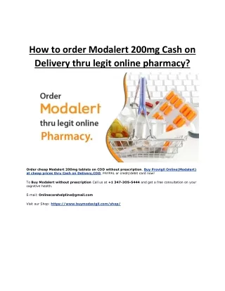 How to order Modalert 200mg Cash on Delivery thru legit online pharmacy?