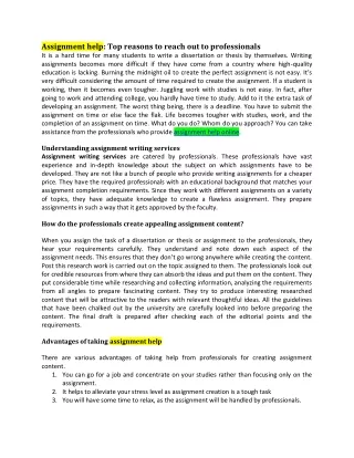assignment help top reasons to reach