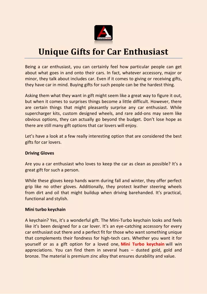 unique gifts for car enthusiast