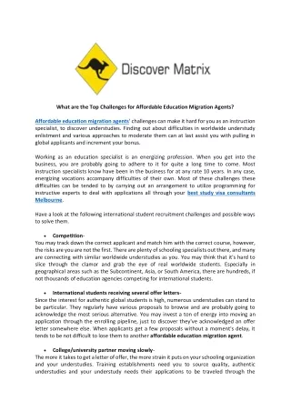 What are the Top Challenges for Affordable Education Migration Agents