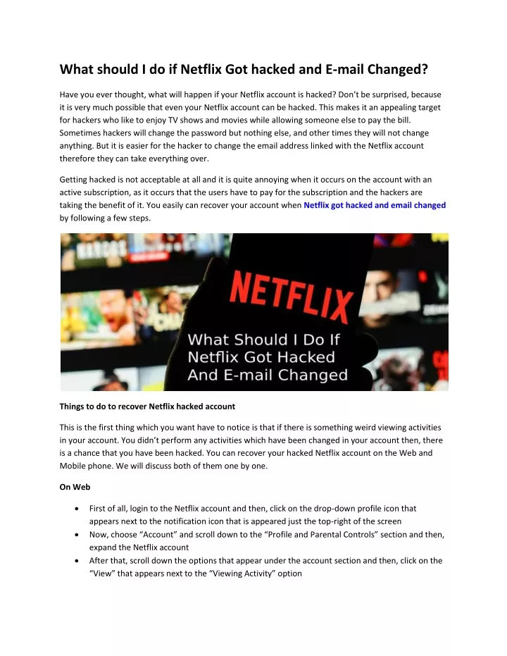 what should i do if netflix got hacked and e mail
