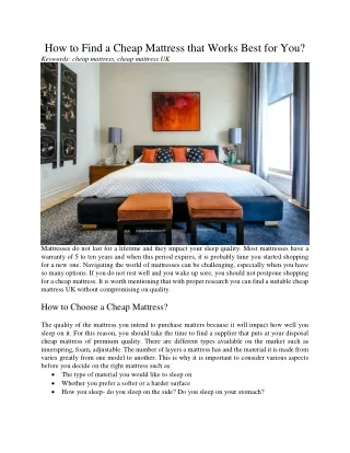 how to find a cheap mattress that works best