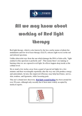 All we may know about working of Red light therapy