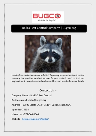 Dallas Pest Control Company | Bugco.org