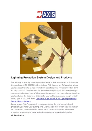 Lightning Protection System Design and Products - Axis Electrical Components - axis-india.com
