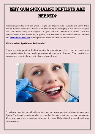 why gum specialist dentists