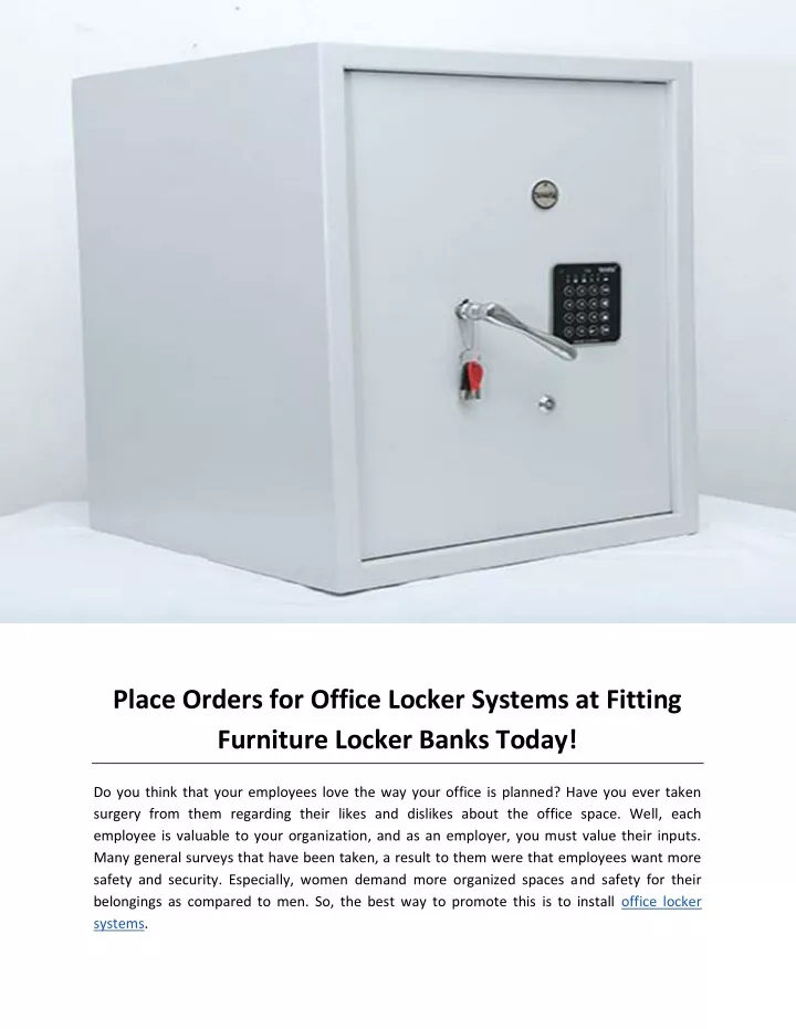 place orders for office locker systems at fitting