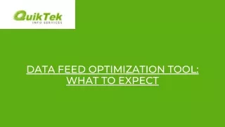 DATA FEED OPTIMIZATION TOOL WHAT TO EXPECT
