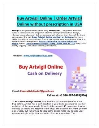 Buy Artvigil Online | Order Artvigil Online without prescription in USA