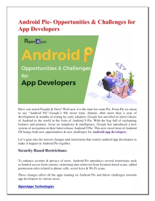 android pie opportunities challenges