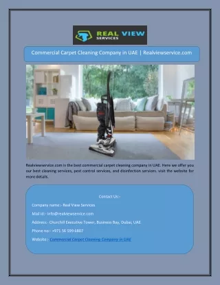Commercial Carpet Cleaning Company in UAE | Realviewservice.com