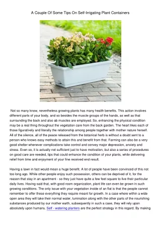 a couple of some tips on self irrigating plant