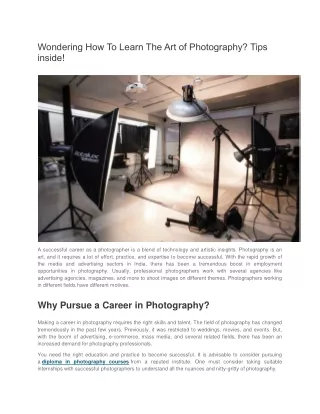 Wondering How To Learn The Art of Photography? Tips inside!