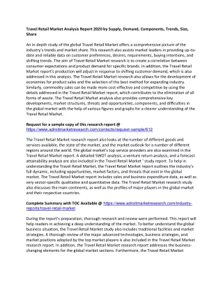 travel retail market analysis report 2020