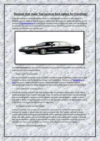 reasons that make taxi services best option