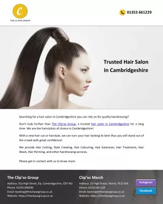 Trusted Hair Salon In Cambridgeshire