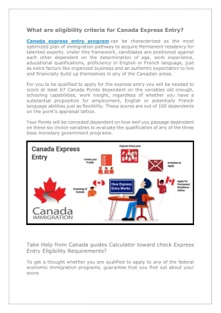 What are eligibility criteria for Canada Express Entry(1)
