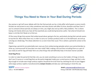 things you need to have in your bad during periods