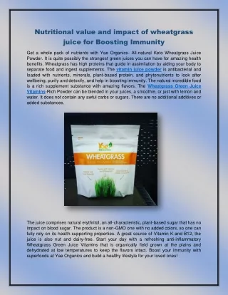 nutritional value and impact of wheatgrass juice