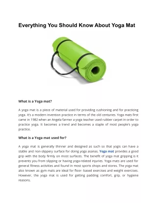 Everything You Should Know About Yoga Mat