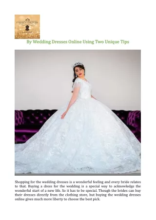 By Wedding Dresses Online Using Two Unique Tips