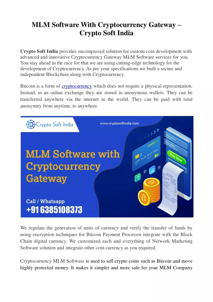 mlm software with cryptocurrency gateway crypto