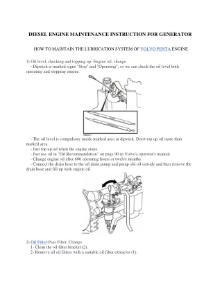 diesel engine maintenance instruction