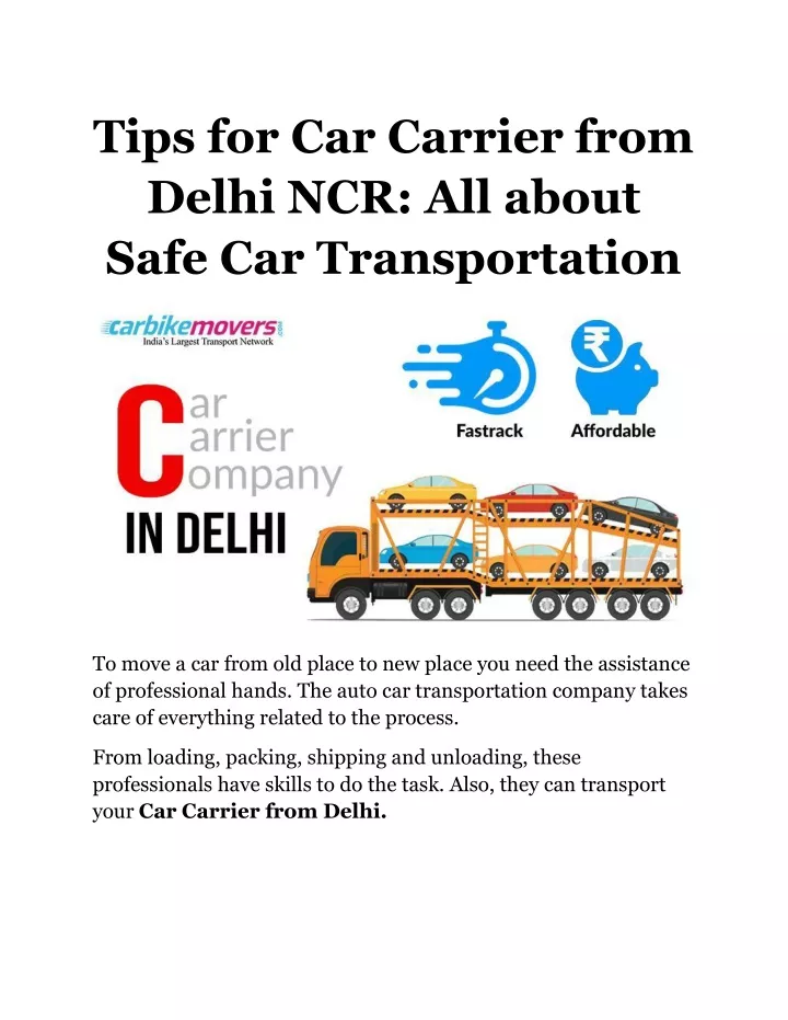 tips for car carrier from delhi ncr all about