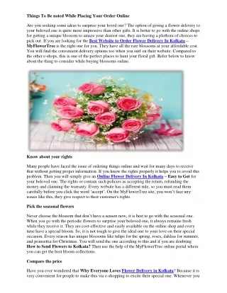 Best Website to Order Flower Delivery In Kolkata - MyFlowerTree