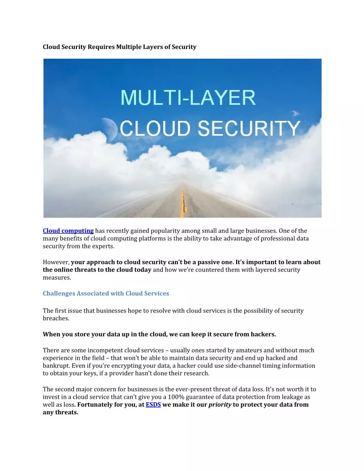cloud security requires multiple layers