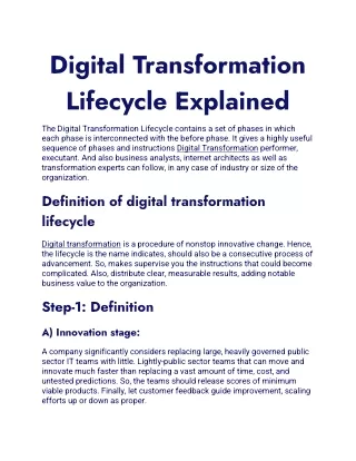 digital transformation lifecycle explained