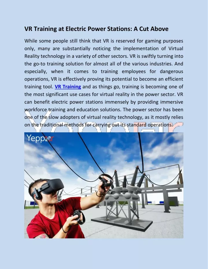 vr training at electric power stations a cut above