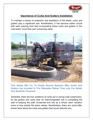 importance of curbs and gutters installation