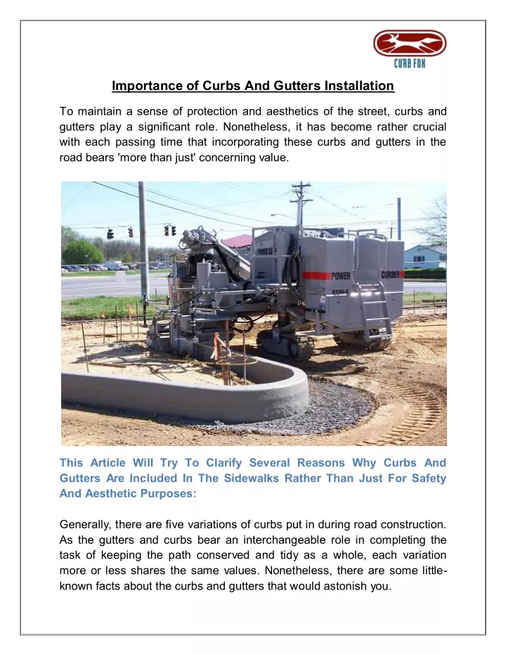 PPT - Importance of Curbs And Gutters Installation PowerPoint ...