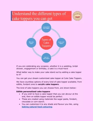 Understand the different types of cake toppers you can get