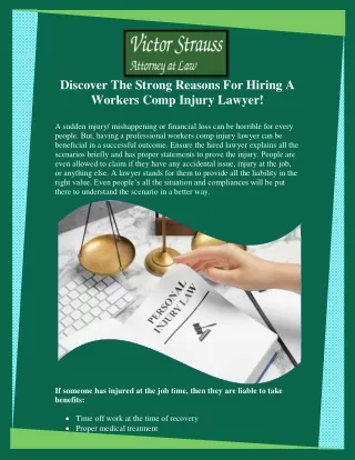 Discover The Strong Reasons For Hiring A Workers Comp Injury Lawyer!